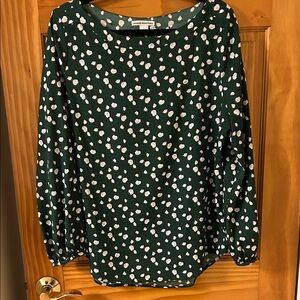 Amazon Essentials Dark Green Long-Sleeve Printed Top